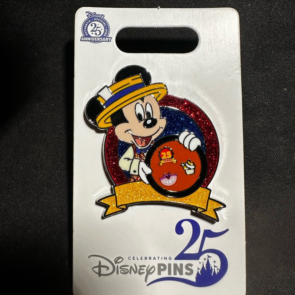 Disney 25th Anniversary Mickey Mouse Pin with Red and Yellow